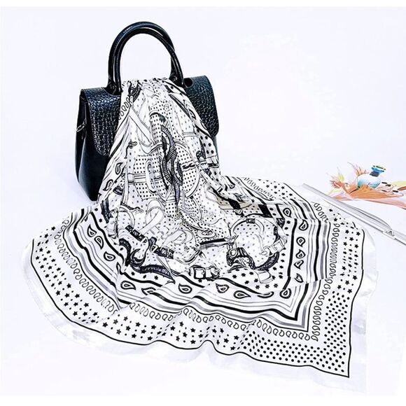 Black and white Silky Scarf - Picture 1 of 5